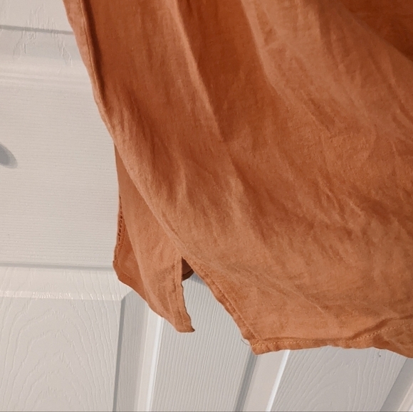 New RO & DE 100% Cotton Oversized Orange 1/4 Button Lace Detail Blouse Size XS - Picture 9 of 11